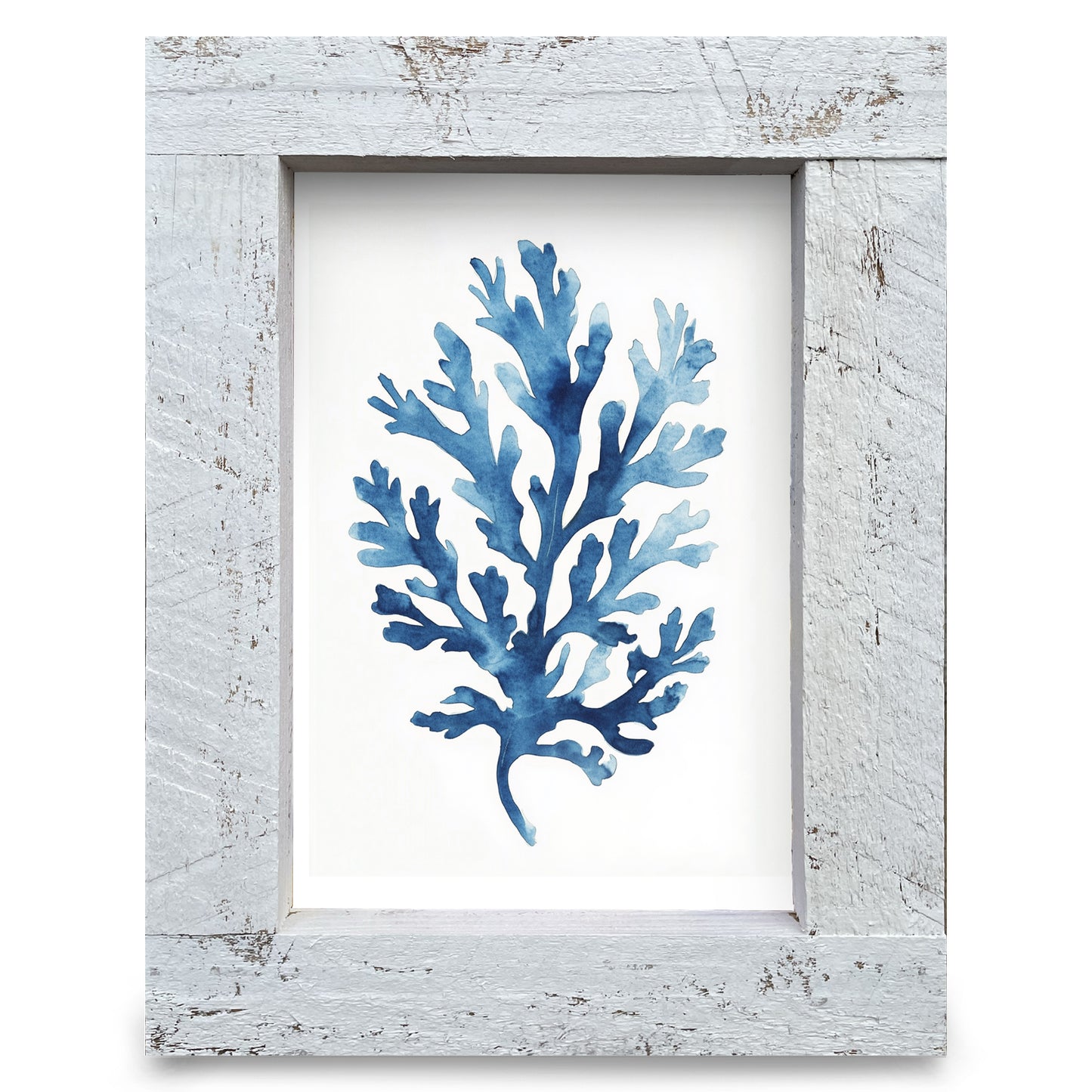 Watercolor Navy Botanical | Real Wood Framed Wall Art Print