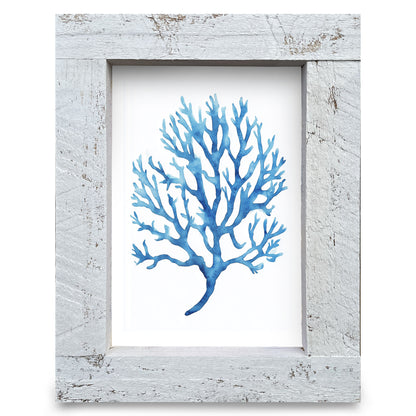 Watercolor Navy Coral Branches | Real Wood Framed Wall Art Print