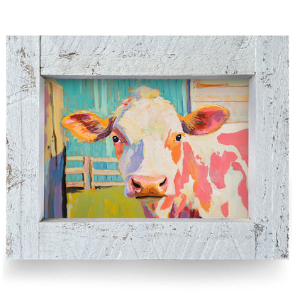 Cow Portrait | Real Wood Framed Wall Art Print