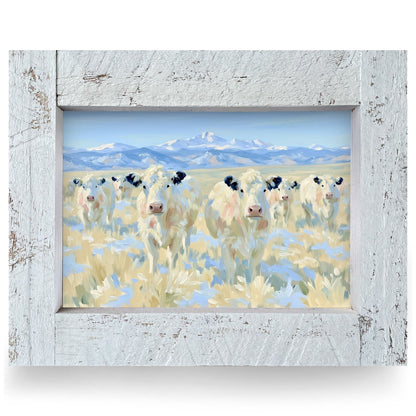 Mountain Pasture Cattle | Real Wood Framed Wall Art Print