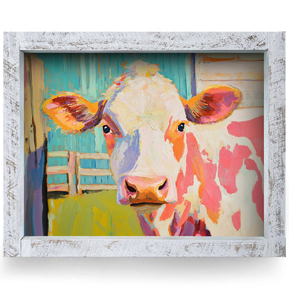 Cow Portrait | Real Wood Framed Wall Art Print