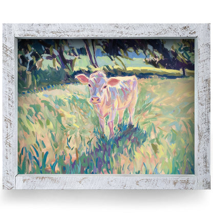 Pretty Cow | Real Wood Framed Wall Art Print