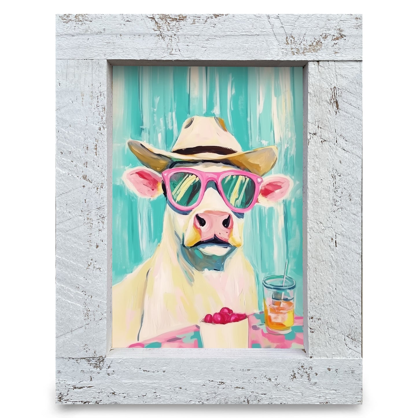 Hey Dude Cow | Real Wood Framed Wall Art Print