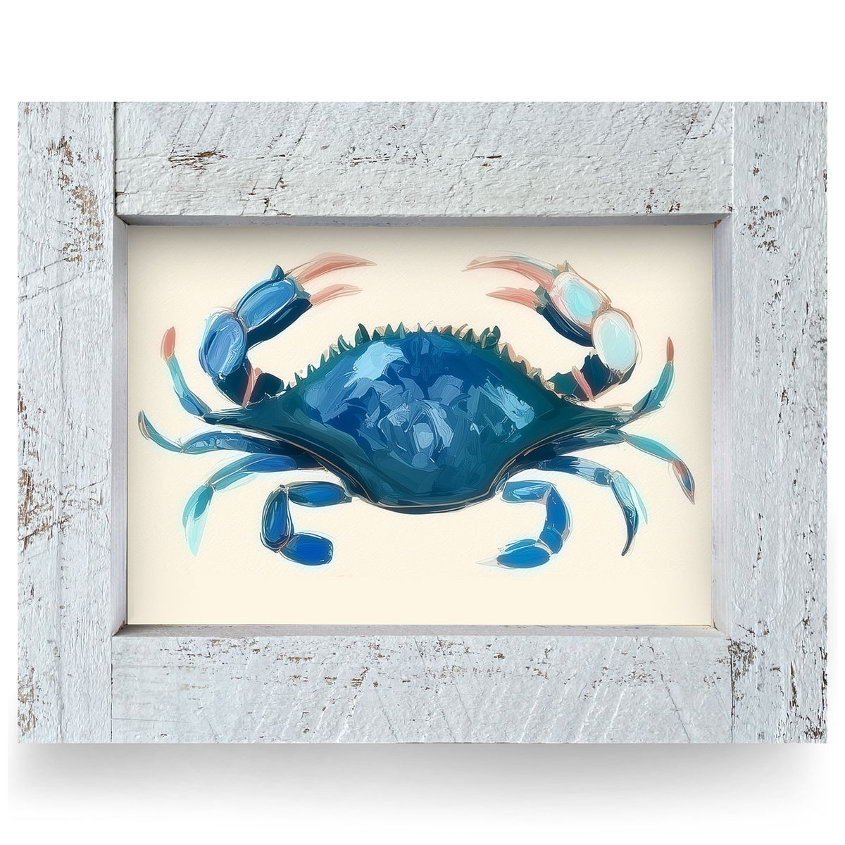 Coastal Blue Crab | Real Wood Framed Wall Art Print