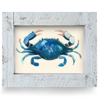 Coastal Blue Crab | Real Wood Framed Wall Art Print