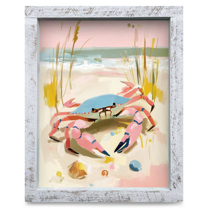 Pastel Crab | Real Wood Framed Wall Art Print