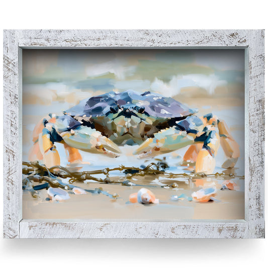 Sandy Shore Crab | Real Wood Framed Wall Art Print