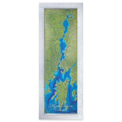 Mystic, Connecticut Map | Real Wood Framed Wall Art Print