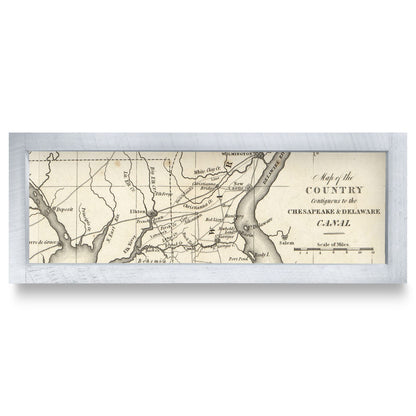 Chesapeake & Delaware Canal Vintage Map | Real Wood Framed Wall Art Print