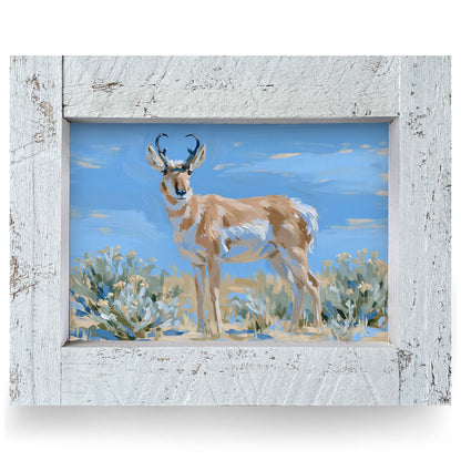 Sagebrush Pronghorn | Real Wood Framed Wall Art Print