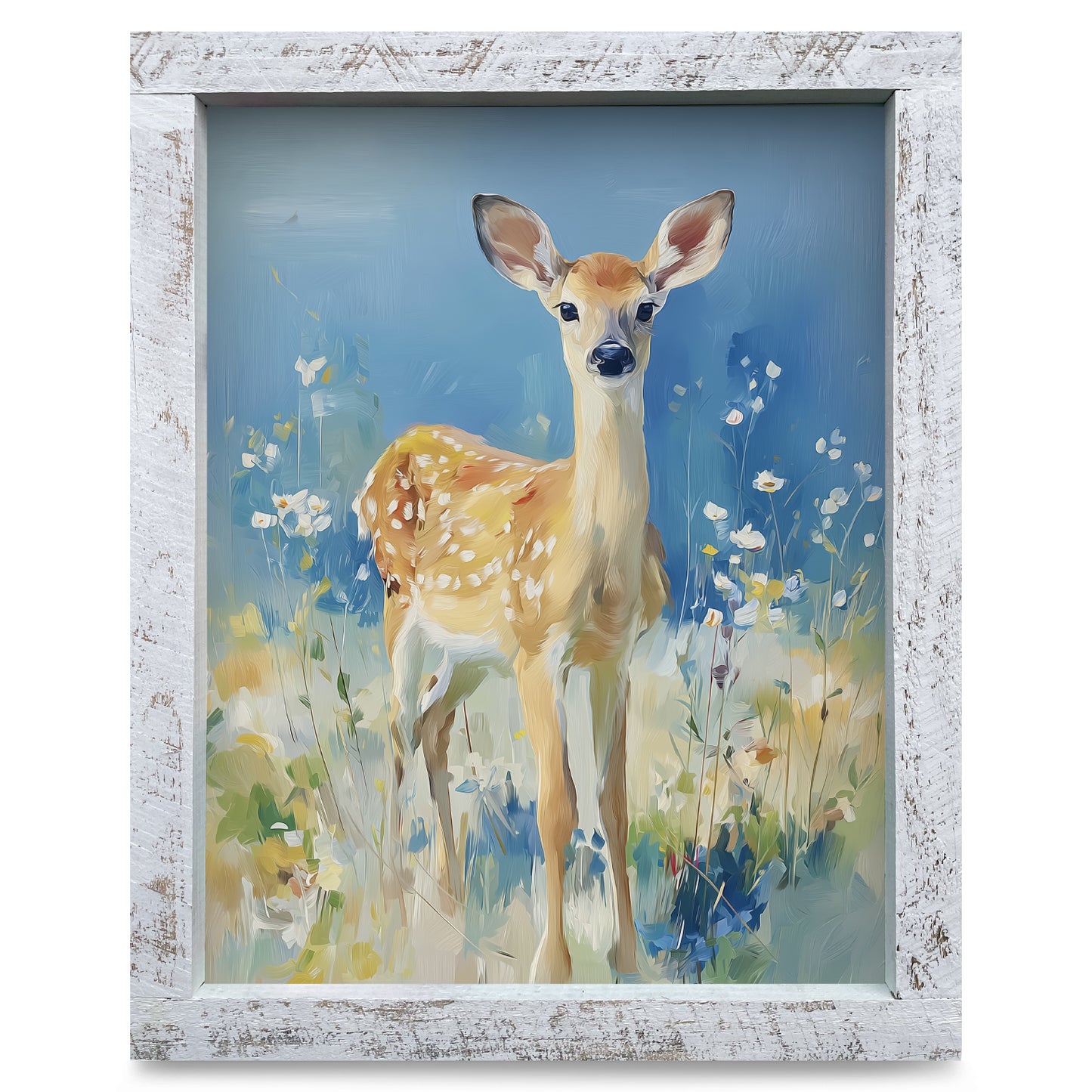 Sweet Little Deer | Real Wood Framed Wall Art Print