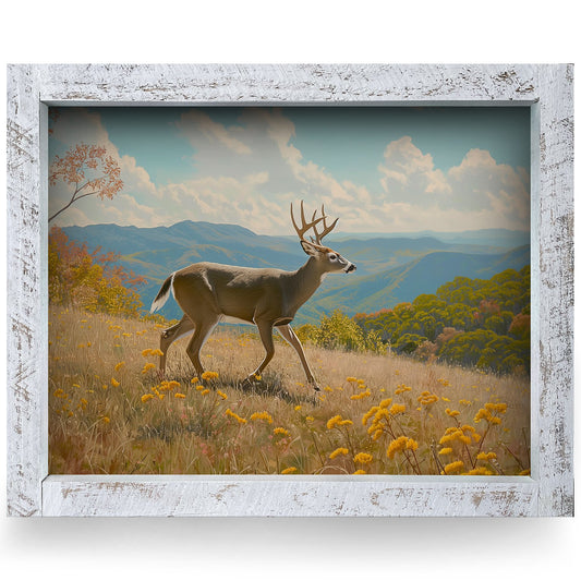 Autumn Ridge Whitetail Buck | Real Wood Framed Wall Art Print