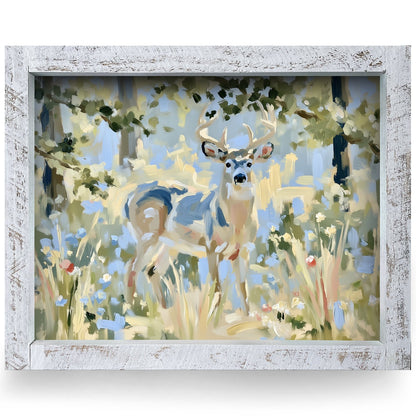 Woodland Whitetail Buck | Real Wood Framed Wall Art Print