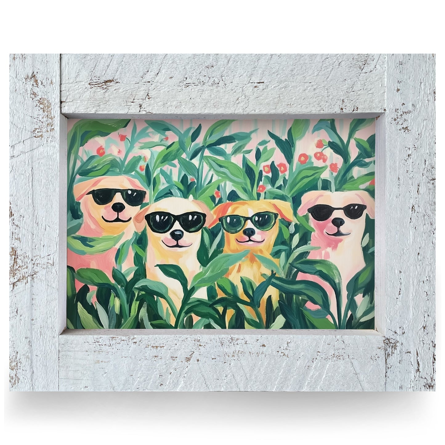 Tomato Patch Dogs | Real Wood Framed Wall Art Print