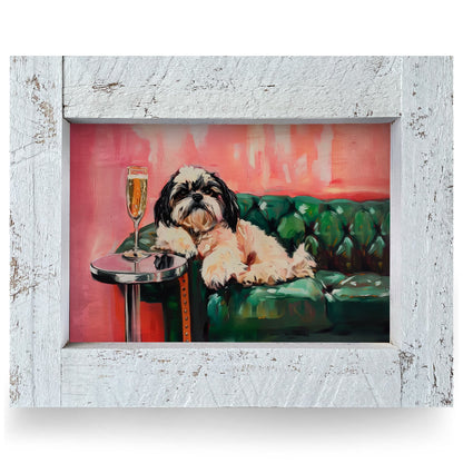Champagne Shih Tzu | Real Wood Framed Wall Art Print