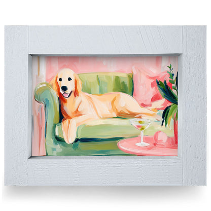 Cozy Couch Companion | Real Wood Framed Wall Art Print | Horizontal