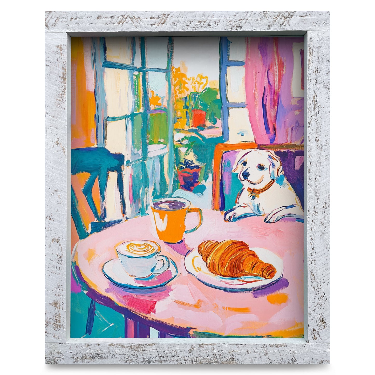 Doggy Brunch Date | Real Wood Framed Wall Art Print