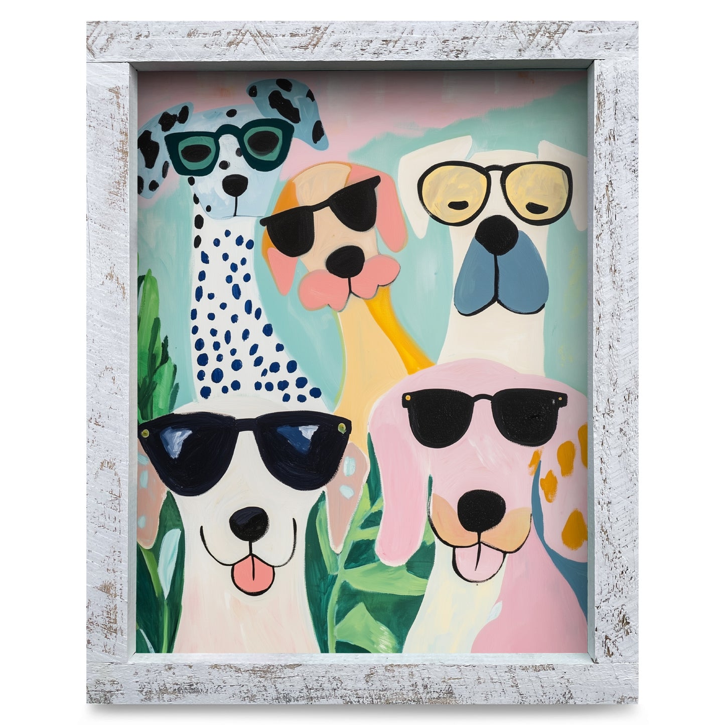 Dog Motley Crew | Real Wood Framed Wall Art Print