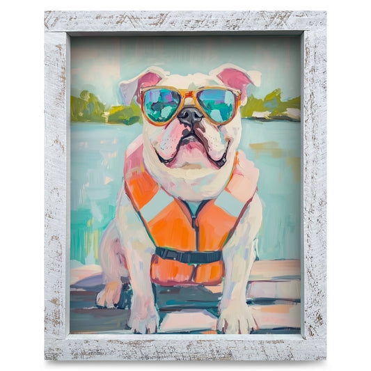 Bulldog Boat Club  | Real Wood Framed Wall Art Print