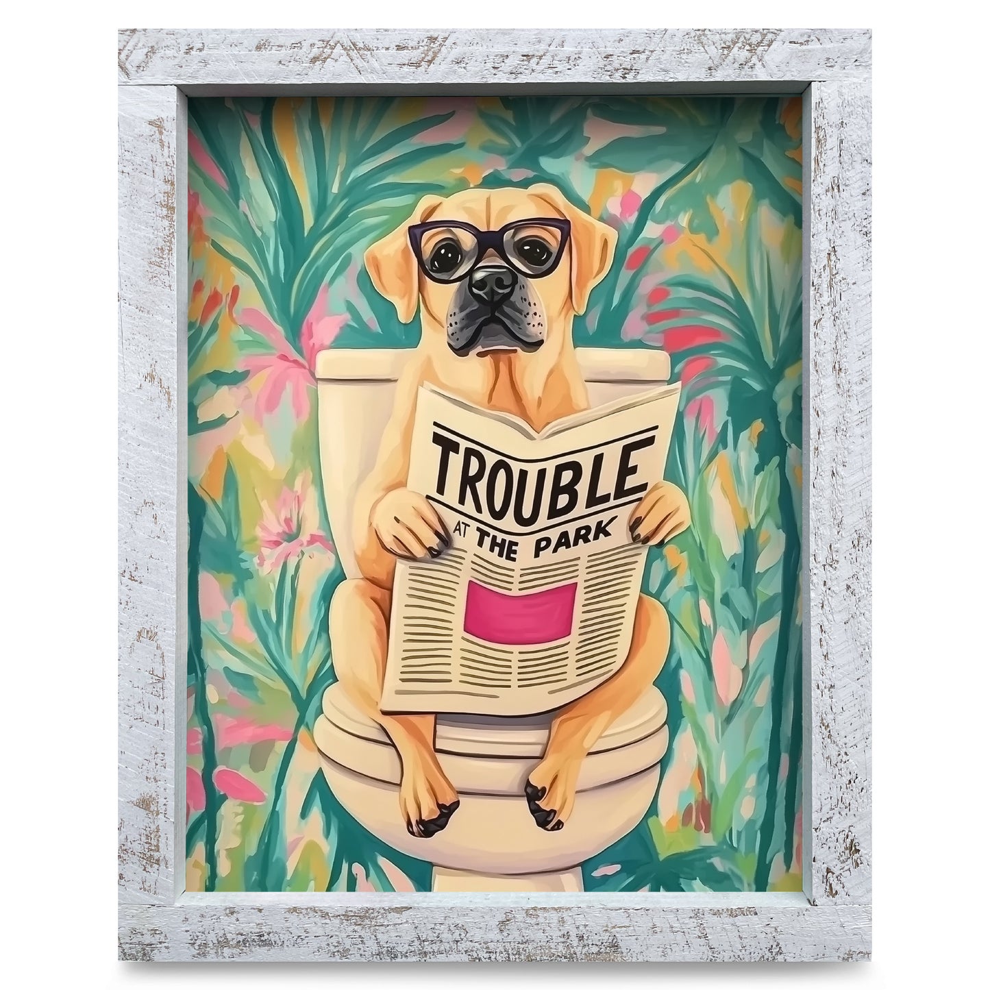 Potty Boxer | Real Wood Framed Wall Art Print