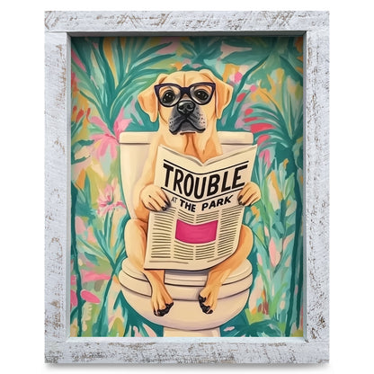Potty Boxer | Real Wood Framed Wall Art Print