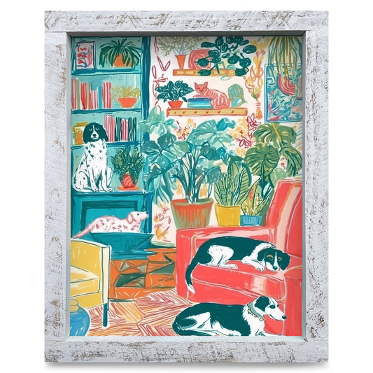 Paws & Plants | Real Wood Framed Wall Art Print
