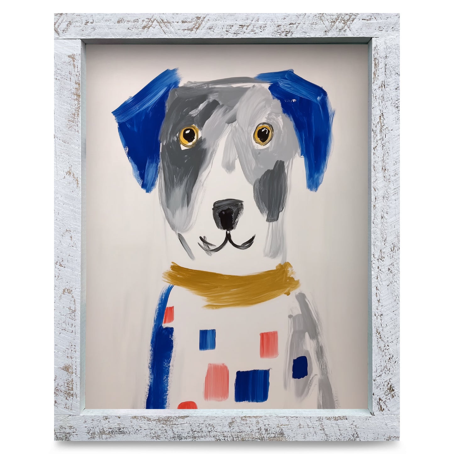 Patchwork Pup | Real Wood Framed Wall Art Print