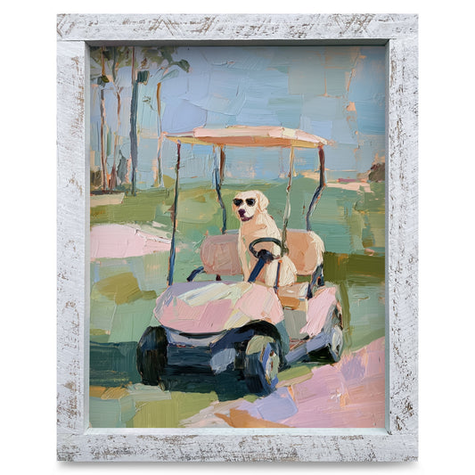 Cute Caddy Companion | Real Wood Framed Wall Art Print