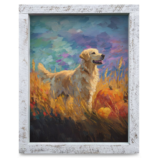 Golden Hour Retriever | Real Wood Framed Wall Art Print