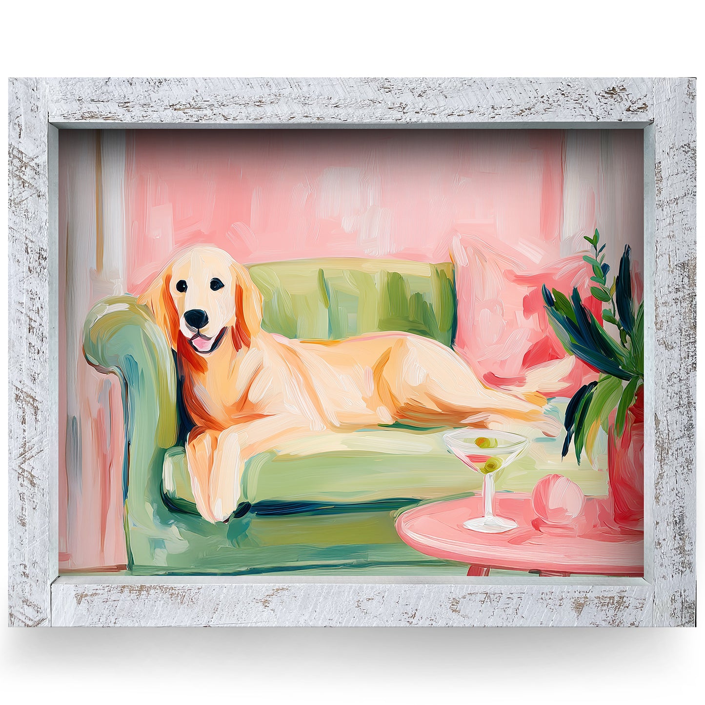 Cozy Couch Companion | Real Wood Framed Wall Art Print | Horizontal