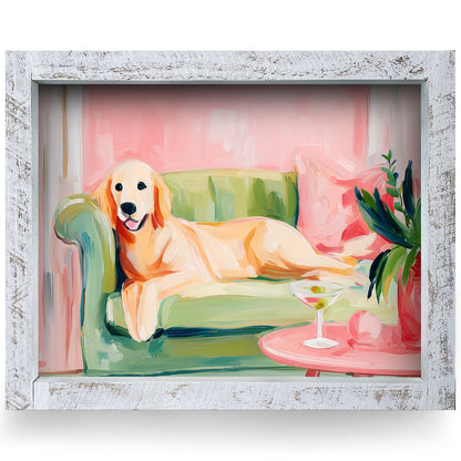Cozy Couch Companion | Real Wood Framed Wall Art Print | Horizontal