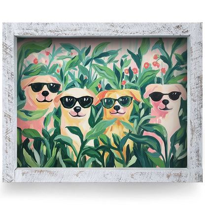 Tomato Patch Dogs | Real Wood Framed Wall Art Print