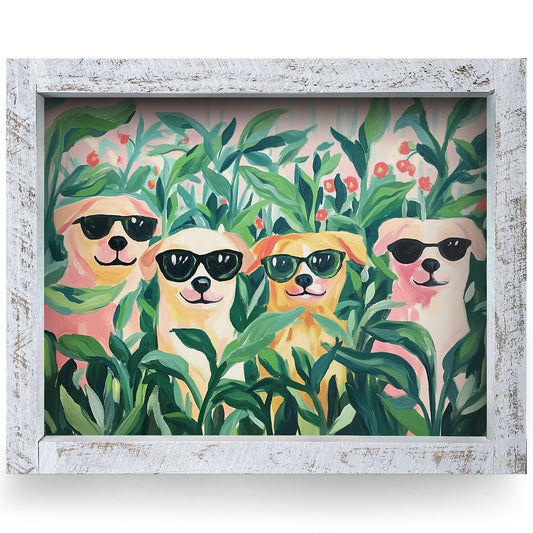 Tomato Patch Dogs | Real Wood Framed Wall Art Print