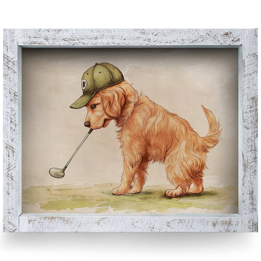 Precious Putt-Pup | Real Wood Framed Wall Art Print