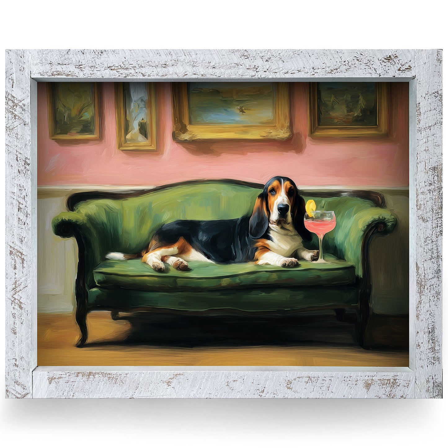 Dog & Daiquiri | Real Wood Framed Wall Art Print | Horizontal