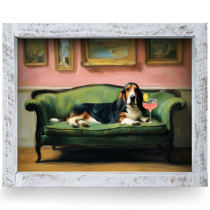 Dog & Daiquiri | Real Wood Framed Wall Art Print | Horizontal
