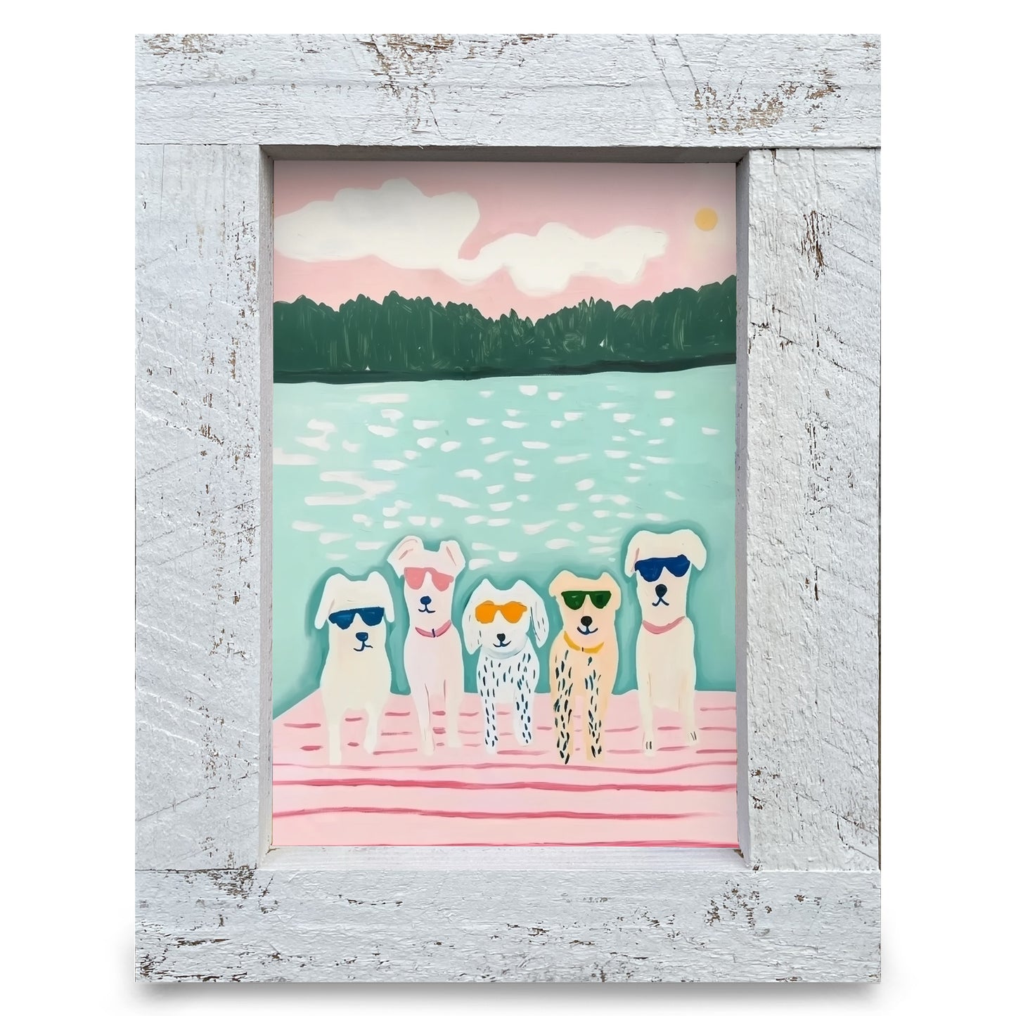 The Cutest Dock Dogs | Real Wood Framed Wall Art Print