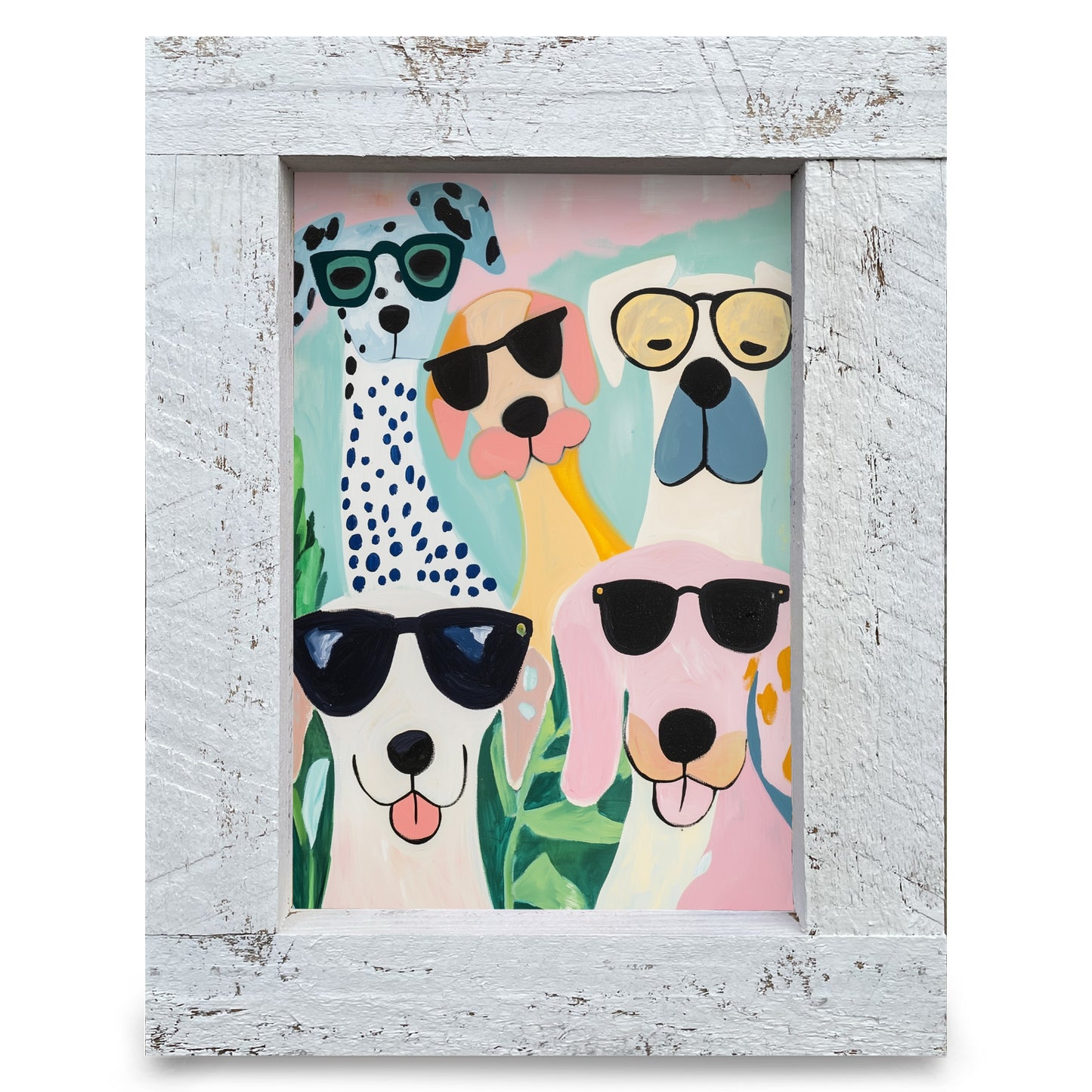 Dog Motley Crew | Real Wood Framed Wall Art Print