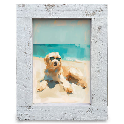 Beach Day Doodle | Real Wood Framed Wall Art Print