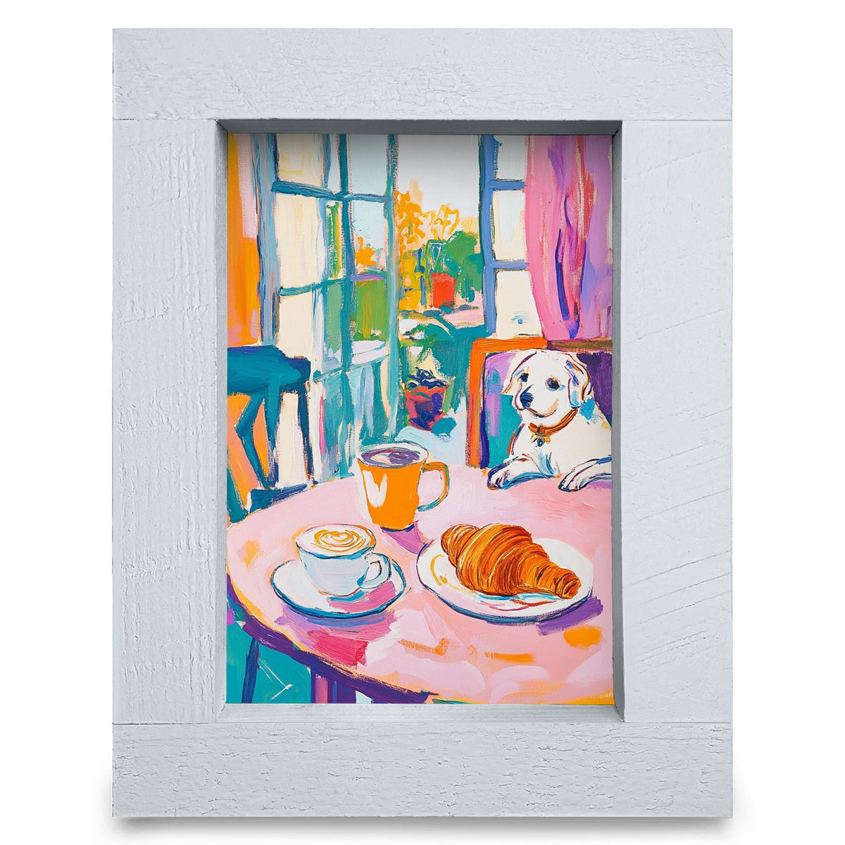 Doggy Brunch Date | Real Wood Framed Wall Art Print