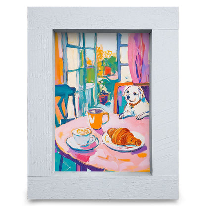Doggy Brunch Date | Real Wood Framed Wall Art Print