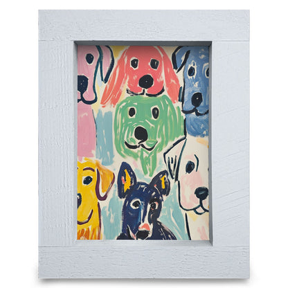 Colorful Dog Smiles | Real Wood Framed Wall Art Print