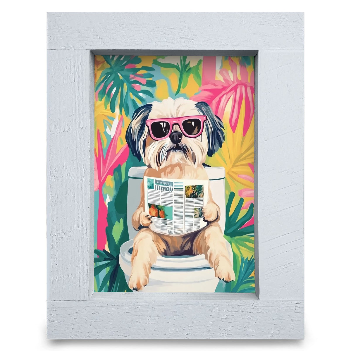 Potty Shih Tzu | Real Wood Framed Wall Art Print