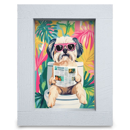 Potty Shih Tzu | Real Wood Framed Wall Art Print