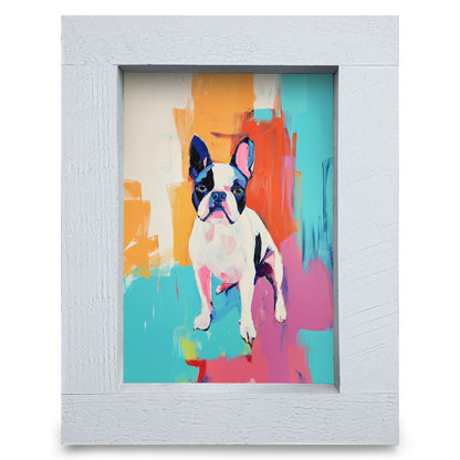 Pastel Boston Terrier | Real Wood Framed Wall Art Print