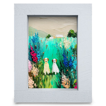 Impasto Farm Dogs | Real Wood Framed Wall Art Print