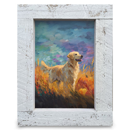 Golden Hour Retriever | Real Wood Framed Wall Art Print