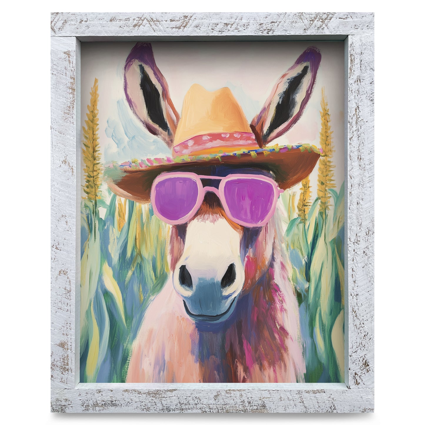 Hey Dude Donkey | Real Wood Framed Wall Art Print