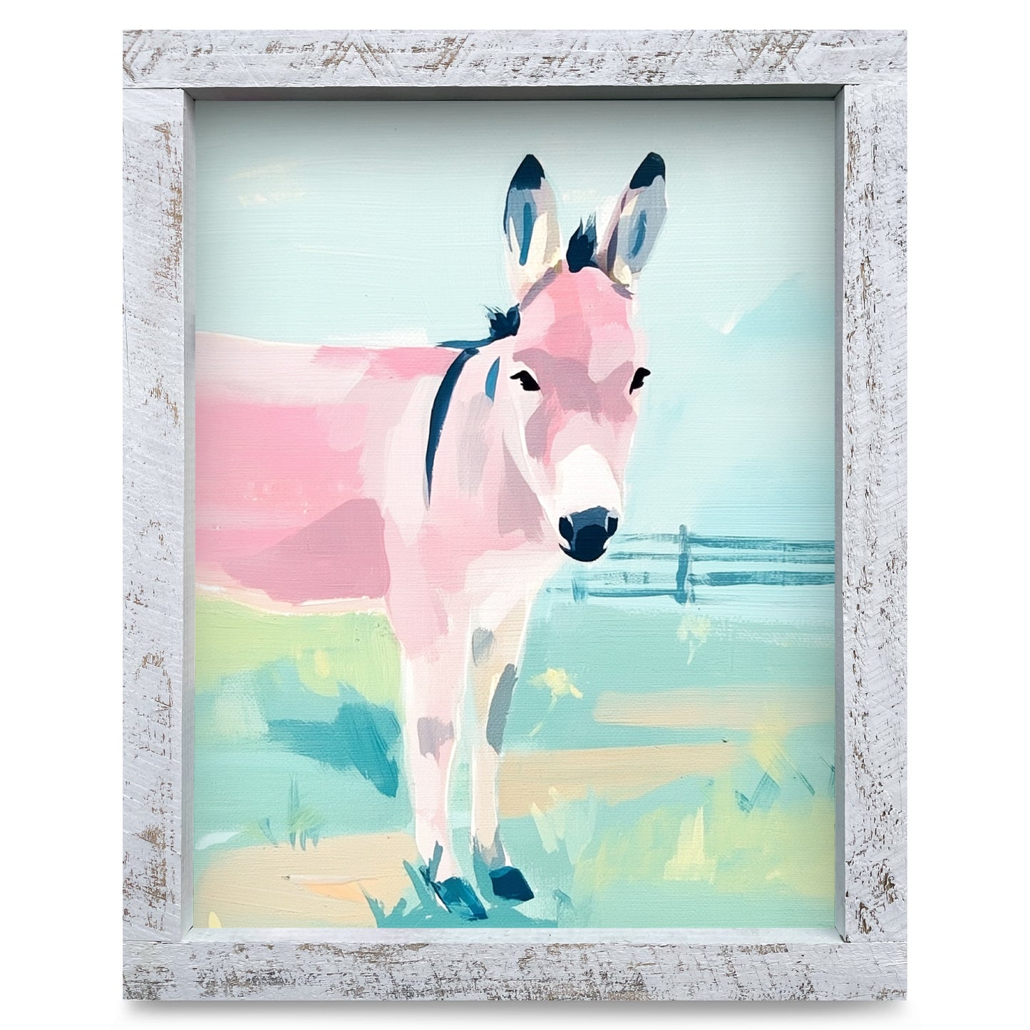 Pastel Donkey | Real Wood Framed Wall Art Print