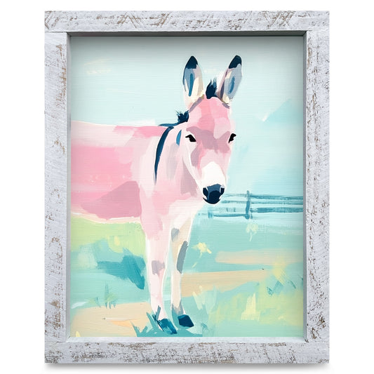 Pastel Donkey | Real Wood Framed Wall Art Print